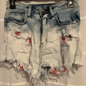 American flag distressed jean cutoff shorts